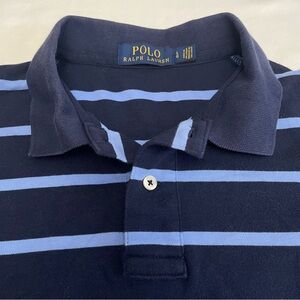 Ralph Lauren Polo Navy & Light Blue Stripes Short Sleeve White Pony Men’s Large
